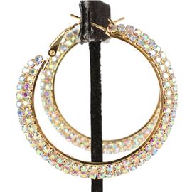 "2" Rhinestone 2 Line Hoop Earring"