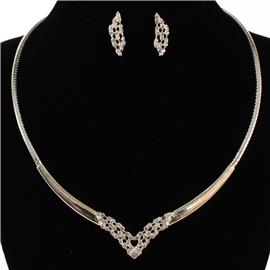 Rhinestone Omega Necklace Set