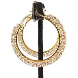 "1.75" Rhinestone 2 Line Hoop Earreing"