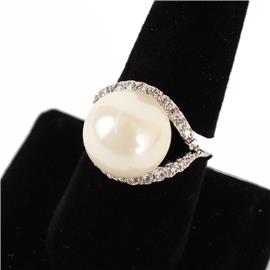 Rhinestone Pearl Ring