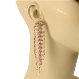 Rhinestone Fringed Long Earring