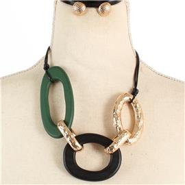 Fashion Cord Wood Necklace Set