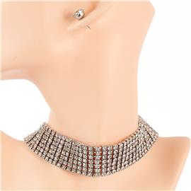 Rhinestone 7 Line Choker Set