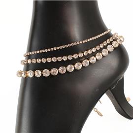 Rhinestone 3 Layerd Anklet