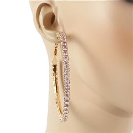 80 MM Rhinestones Hoop Earring