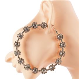 80 MM Rhinestones Hoop Earring