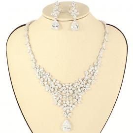 CZ Teardrop Necklace Set