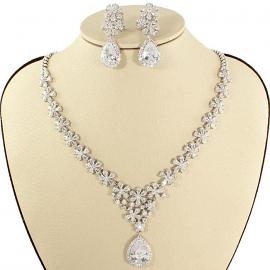 CZ Teardrop Necklace Set