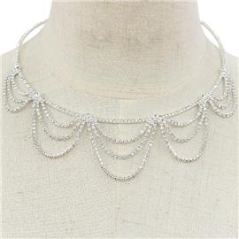 Rhinestone Drop Choker Necklace