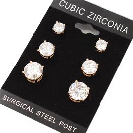 "" .50" CZ 3 Pairs Earring "