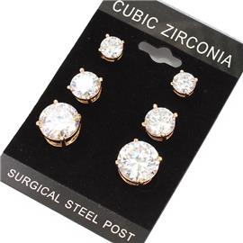 "" .70" CZ 3 Pairs Earring "