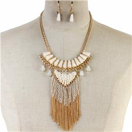 Beads Fringe Necklace Set