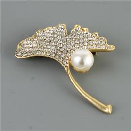 Crystal-Pearl Brooch