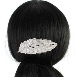 Rhinestones Casting Leave Hair-Comb