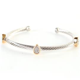 Cable CZ Tear Bangle Bracelet