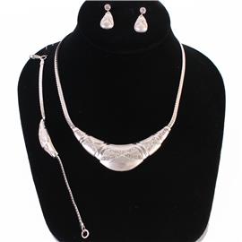 Metal Rhinestone 3 Pcs Necklace Set