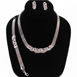 Metal Braided 3 Pcs Necklace Set