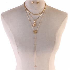 Metal Drop Religious Necklace Set