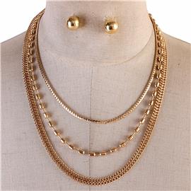 Three Layereds Chain Necklace Set