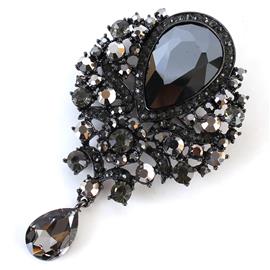 Crystal Teardrop Brooch