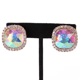 Crystal Square Clip-On Earring