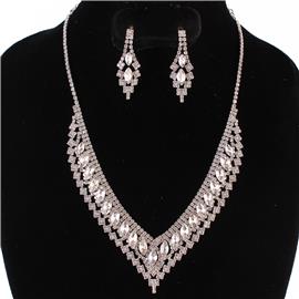 Rhinestones Casting Necklace Set