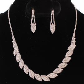 Rhinestone Leaves Necklace Set