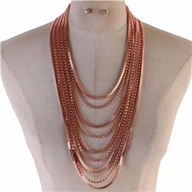 Multilayer Metal Necklace Set