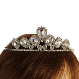 Large Stone Rhinestone Pave Tiara