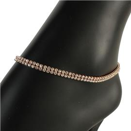 Rhinestones Two Lines Anklet