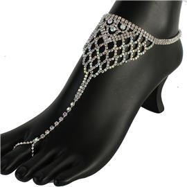 Rhinestones Anklet With Toe-Ring