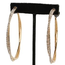 Rhinestone Twisted 2 Ln Hoop