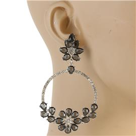 Rhinestone Flower Round Earring