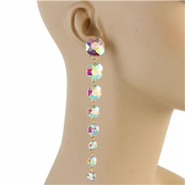 Rhinestone Square Long Earring