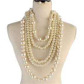 Pearl 5 Layered Necklace Set