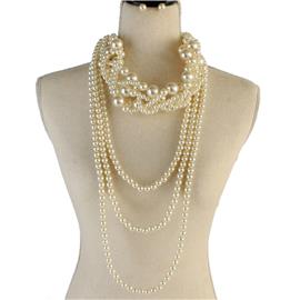 Braided Pearl Necklace Set