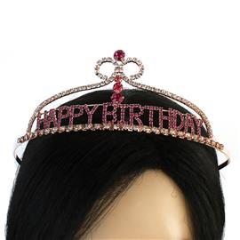 Rhinestones Swirl Happy Birthday Tiara