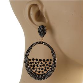 Rhinestones Oval Dangling Earring