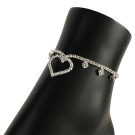 Rhinestone Heart Slider Anklet