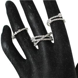 Fashion Crystal 3 Pcs Twisted Ring