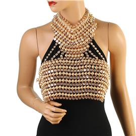 Pearl Choker Top Body Chain