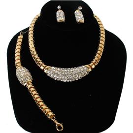 Metal Rhinestone 3 Pcs Necklace Set