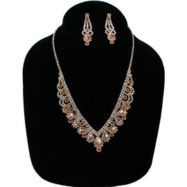 Rhinestones Teardrop Necklace Set