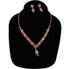 Rhinestones Teardrop Necklace Set