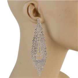 Rhinestone Fringed Long Earring