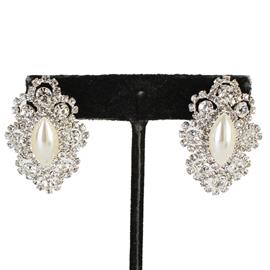 Rhinestone Pearl Clip On Earring