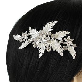 Rhinestone Metal Flower Hair Comb