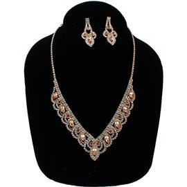 Rhinestones Oval Necklace Set