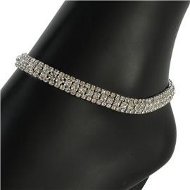 Rhinestones 3 Lines Anklet