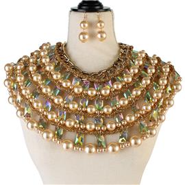 Pearl Chunky Necklace Set